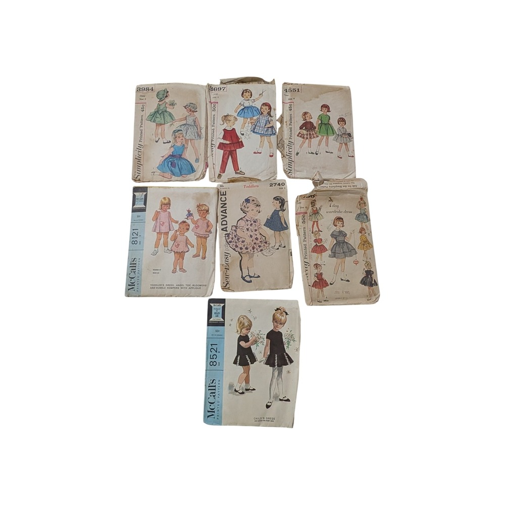 Vintage Childrens Sewing Patterns Lot Simplicity McCalls Advance Cut Uncut 7pc